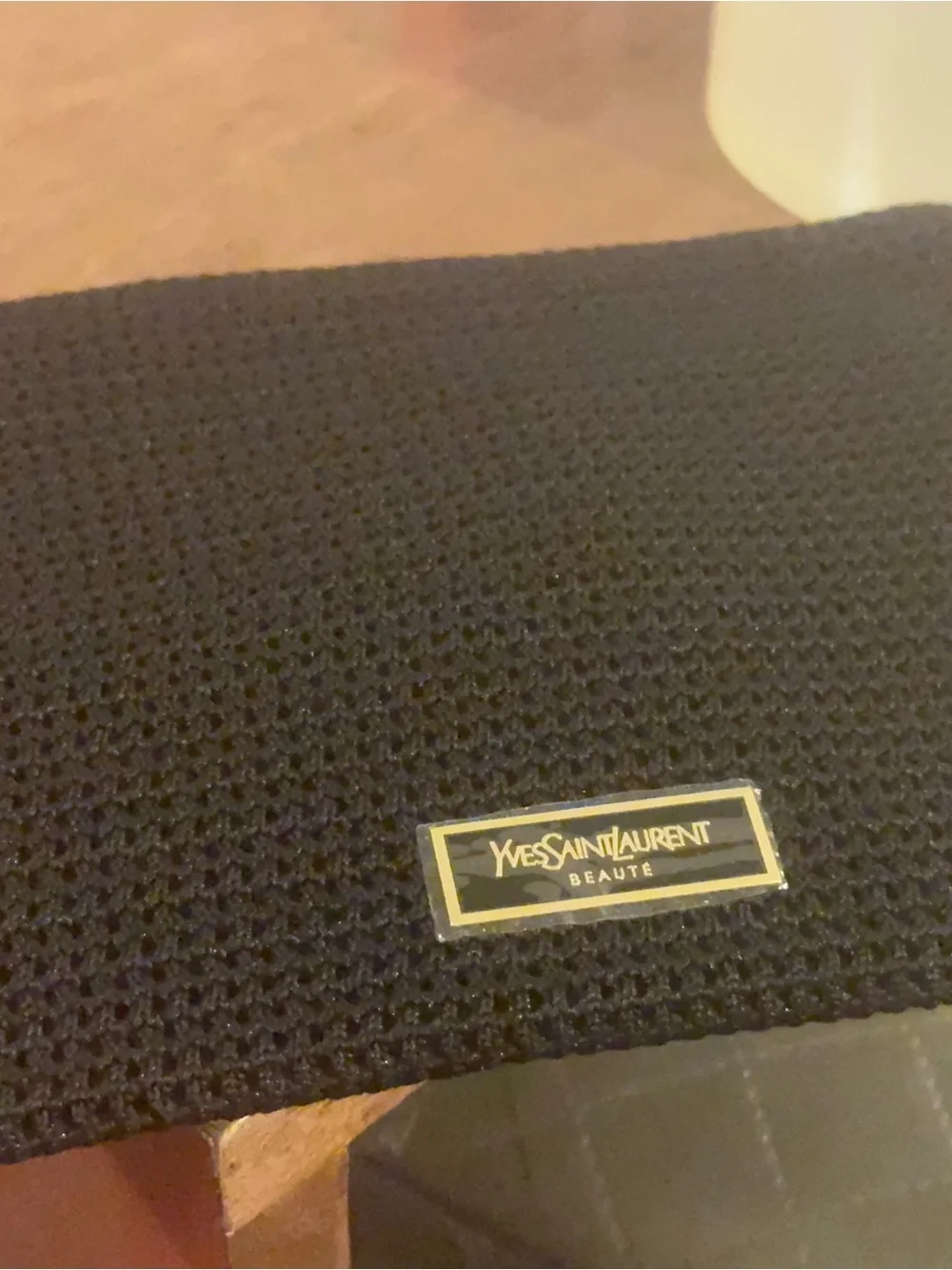 Yves Saint Laurent Black Knit Men's Pouch with Gold Logo Plaque